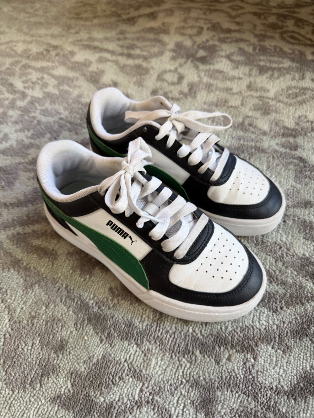 Puma Caven 2.0 White Black Green Unisex, Kids US 4